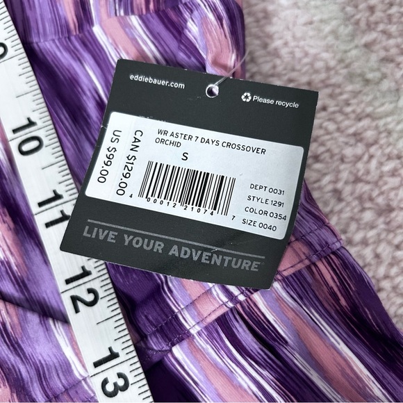 NWT Eddie Bauer Purple and Pink Ikat Aster Crossover Dress Outdoors Size Small - Picture 4 of 11